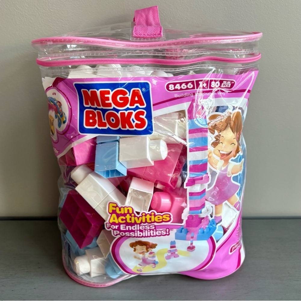 Mega Bloks Pink Blue Building Blocks First Builders 8466 Kids Toy Set 90+ pc - Picture 7 of 14